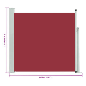 Tenda Laterale Retrattile per Patio 170x300 cm Rossa 317889