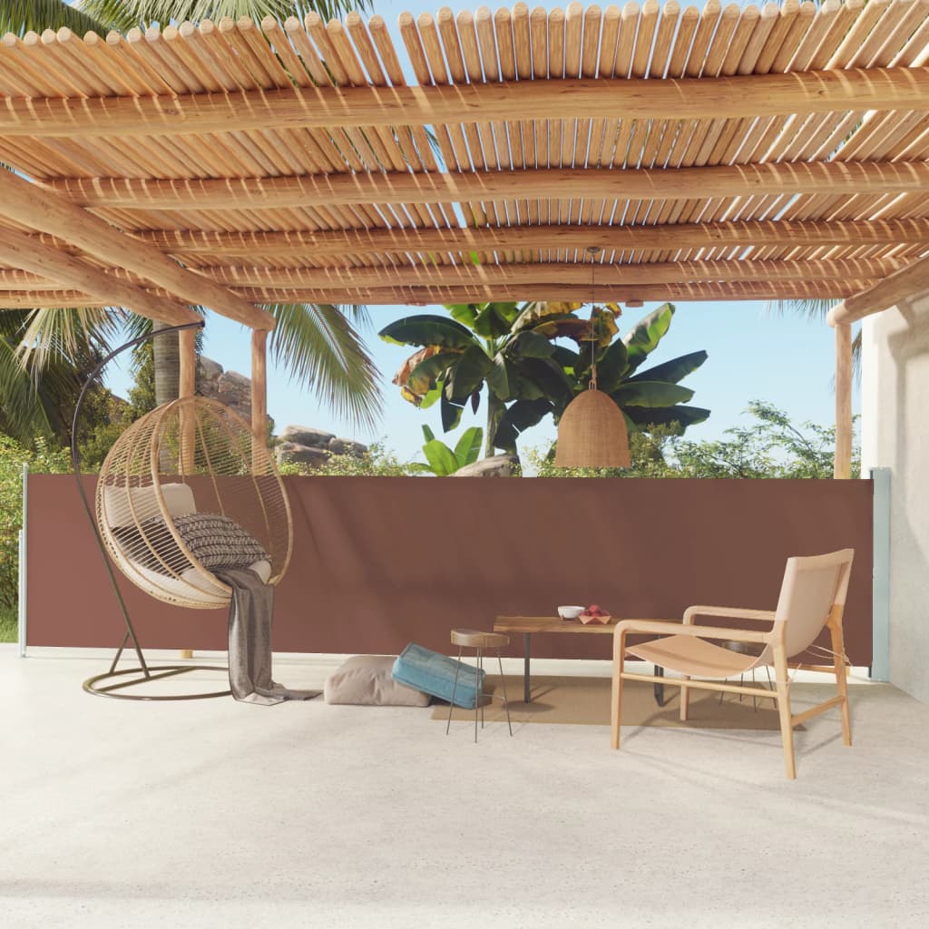 Tenda Laterale Retrattile per Patio 117x600 cm Marrone 317951