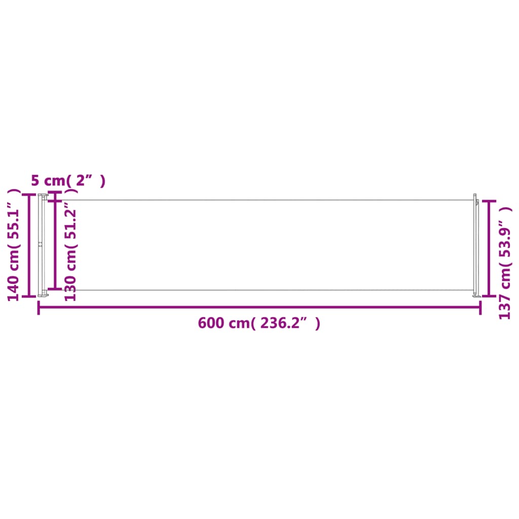 Tenda Laterale Retrattile per Patio 140x600 cm Crema