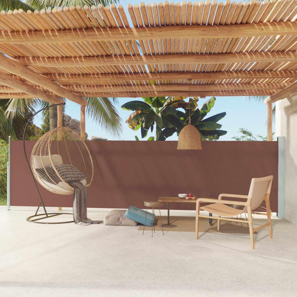 Tenda Laterale Retrattile per Patio 140x600 cm Marrone 317957