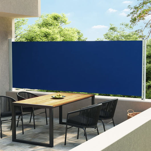 Tenda da Sole Laterale Retrattile per Patio 160x600 cm Blu