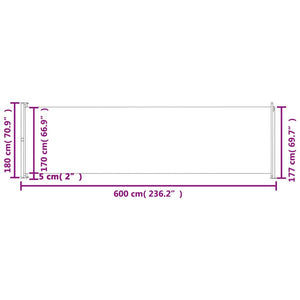 Tenda da Sole Laterale Retrattile per Patio 180x600 cm Crema 317965