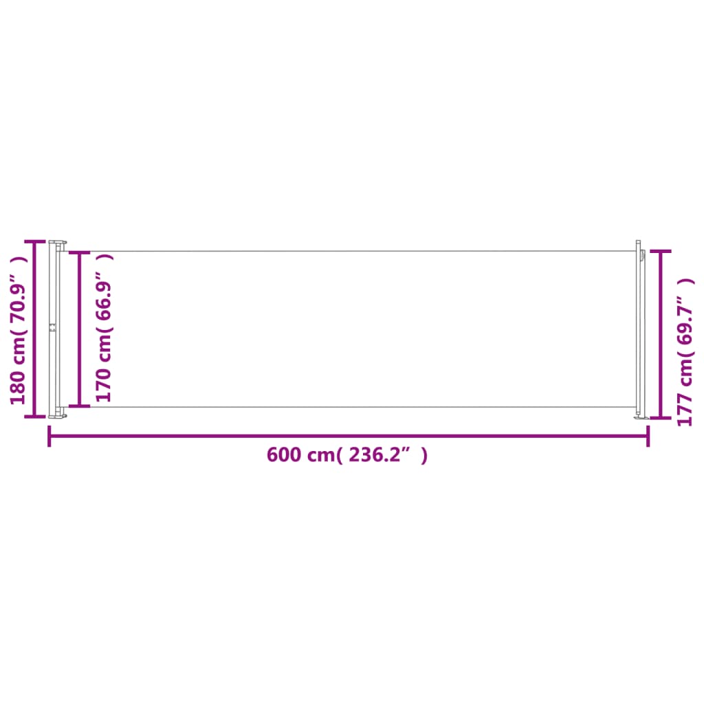 Tenda da Sole Laterale Retrattile per Patio 180x600 cm Blu cod mxl 20413