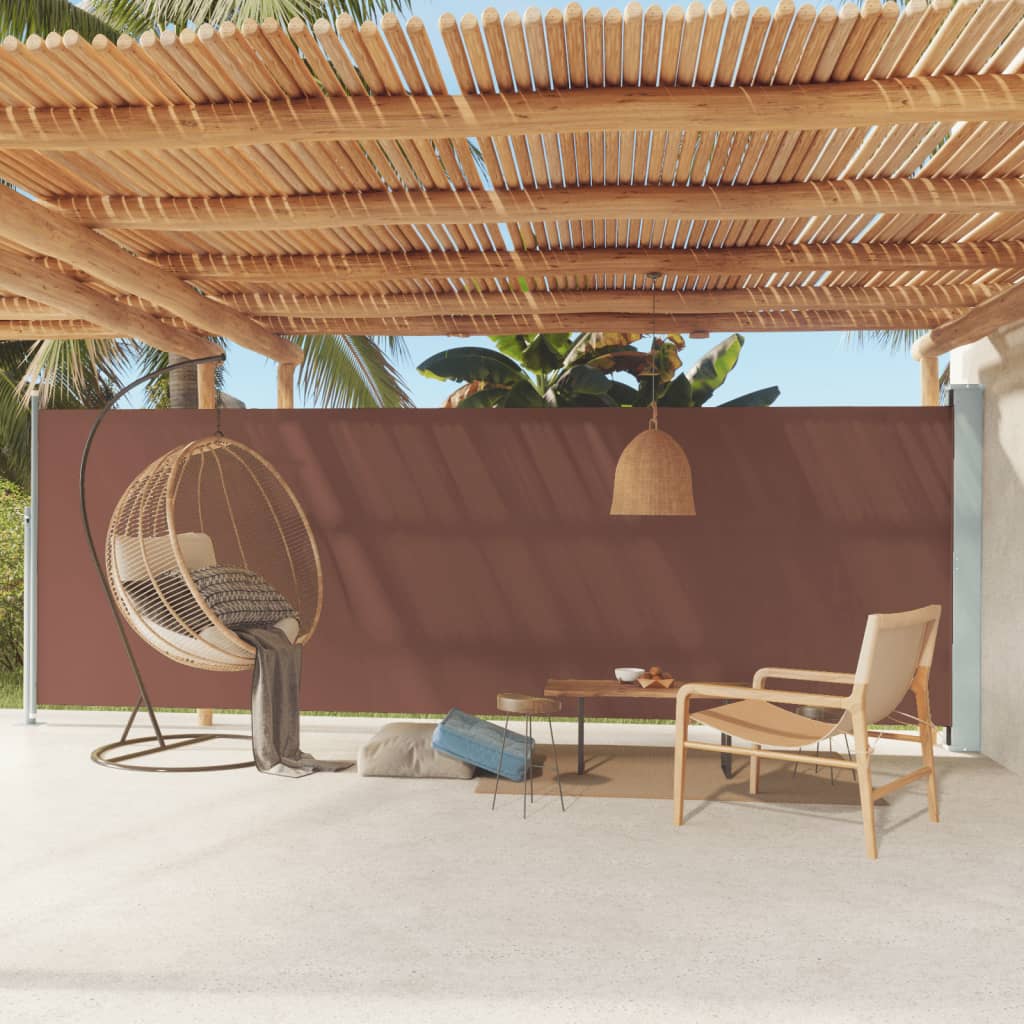 Tenda da Sole Laterale Retrattile per Patio 180x600 cm Marrone 317969