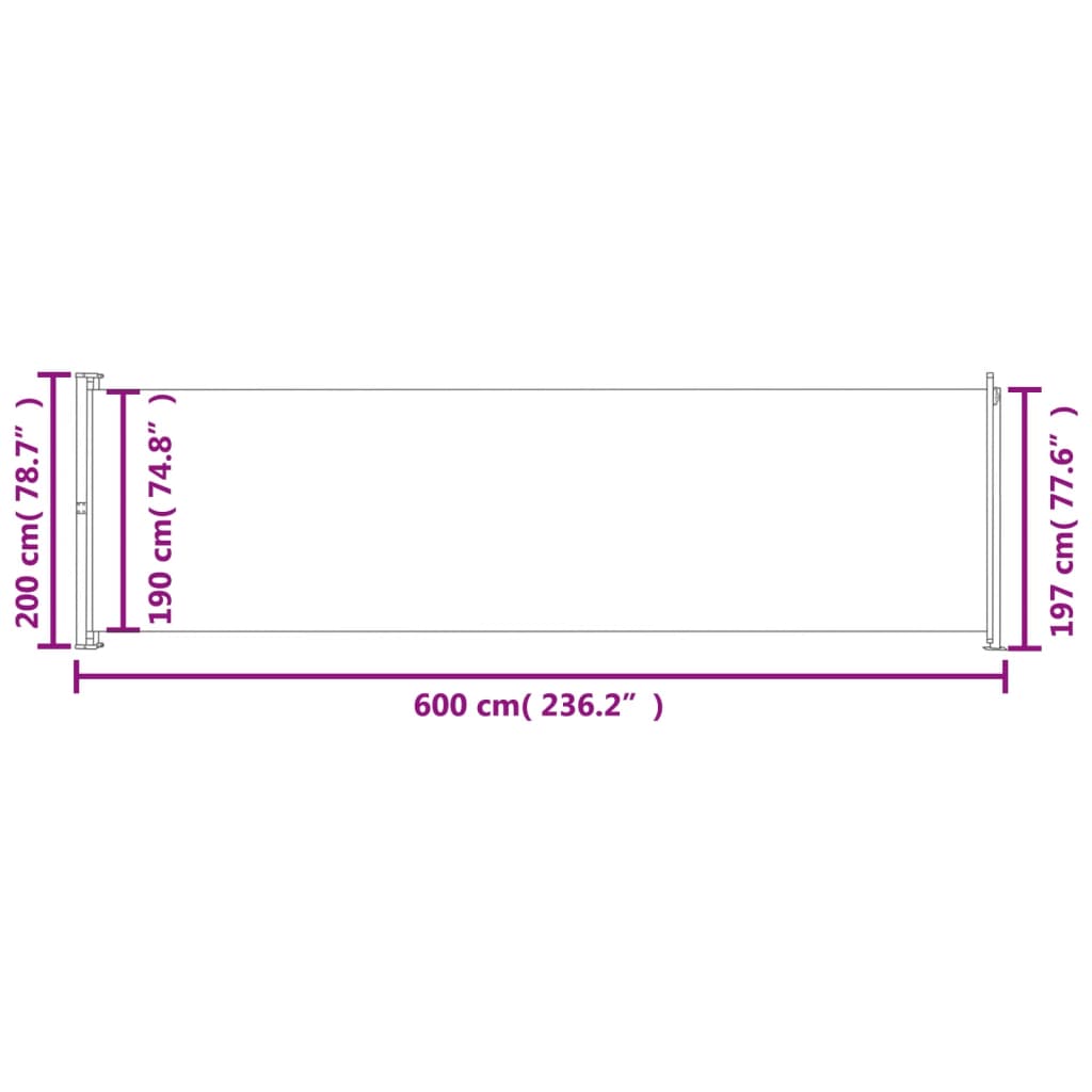 Tenda da Sole Laterale Retrattile per Patio 200x600 cm Blu