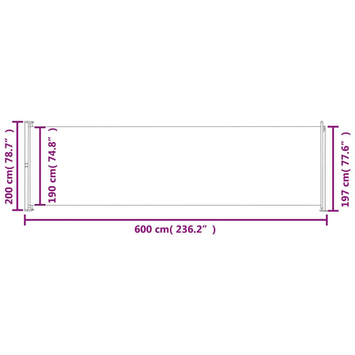 Tenda da Sole Laterale Retrattile per Patio 200x600 cm Blu