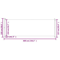 Tenda Laterale Retrattile per Patio 220x600 cm Crema 317977