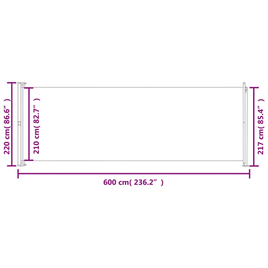 Tenda Laterale Retrattile per Patio 220x600 cm Blu