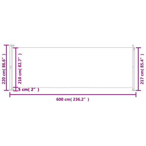 Tenda Laterale Retrattile per Patio 220x600 cm Grigia 317980