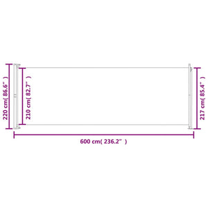 Tenda Laterale Retrattile per Patio 220x600 cm Marrone 317981