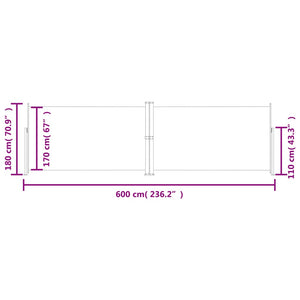 Tenda da Sole Laterale Retrattile Crema 180x600 cm cod mxl 17742