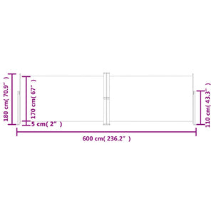 Tenda da Sole Laterale Retrattile Antracite 180x600 cm cod mxl 9745