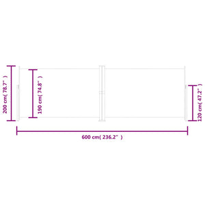 Tenda da Sole Laterale Retrattile Nera 200x600 cm cod mxl 7276