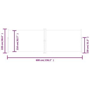 Tenda da Sole Laterale Retrattile Crema 220x600 cm