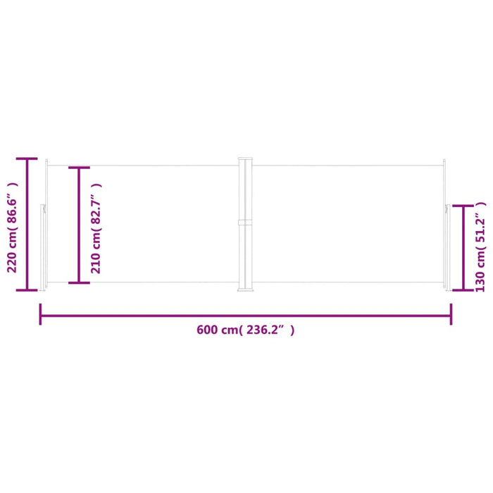 Tenda da Sole Laterale Retrattile Crema 220x600 cm