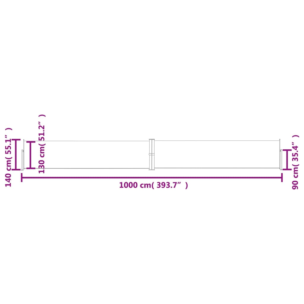 Tenda da Sole Laterale Retrattile Nera 180x1000 cm cod mxl 26395