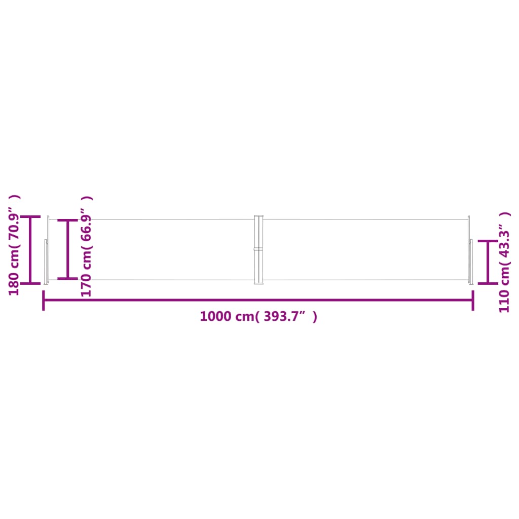 Tenda da Sole Laterale Retrattile Crema 180x1000 cm 318037