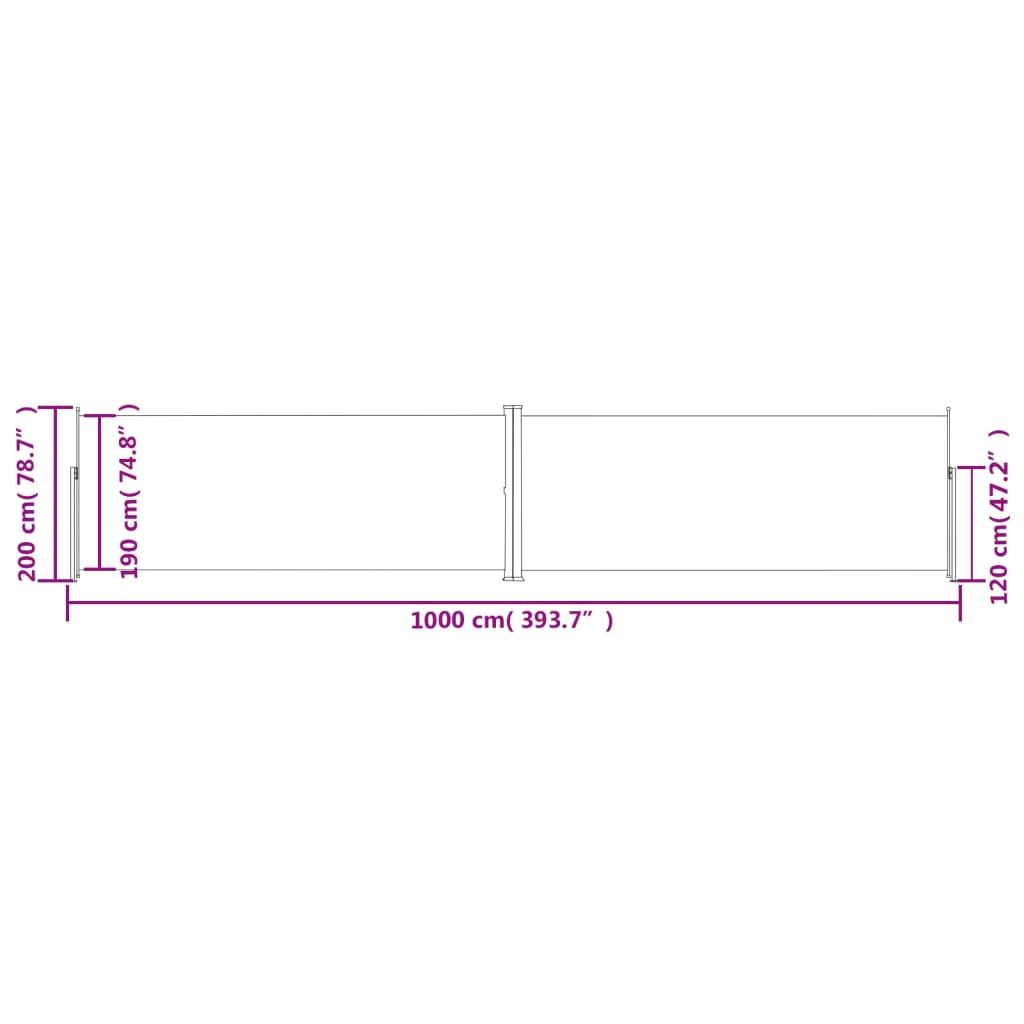 Tenda da Sole Laterale Retrattile Nera 200x1000 cm cod mxl 17982