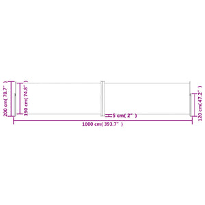 Tenda da Sole Laterale Retrattile Antracite 200x1000 cm cod mxl 18664