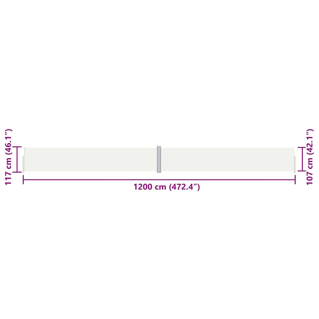 Tenda Laterale Retrattile Crema 117x1200 cm 318055