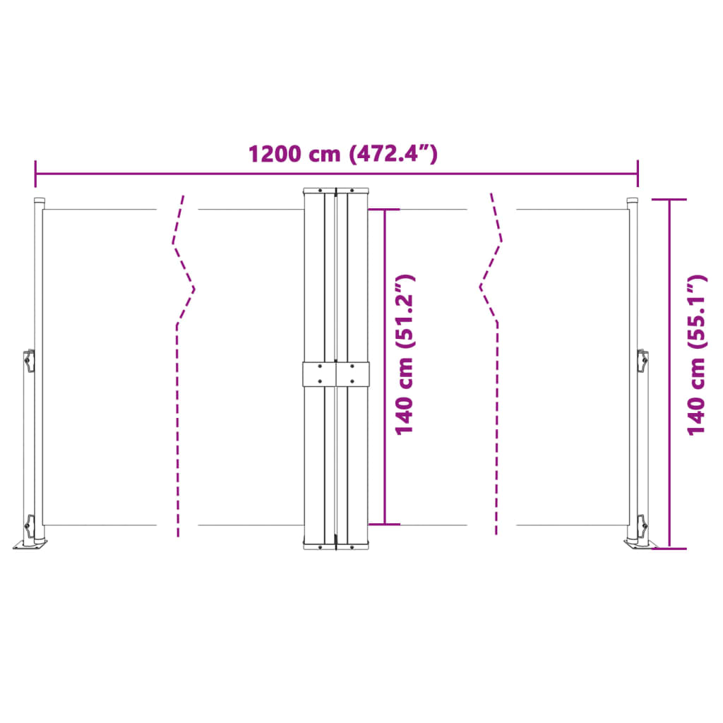 Tenda da Sole Laterale Retrattile Antracite 140x1200 cm 318062