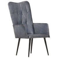 Poltrona Wingback Grigia in Vera Pelle 339649