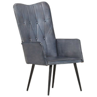 Poltrona Wingback Grigia in Vera Pelle 339649