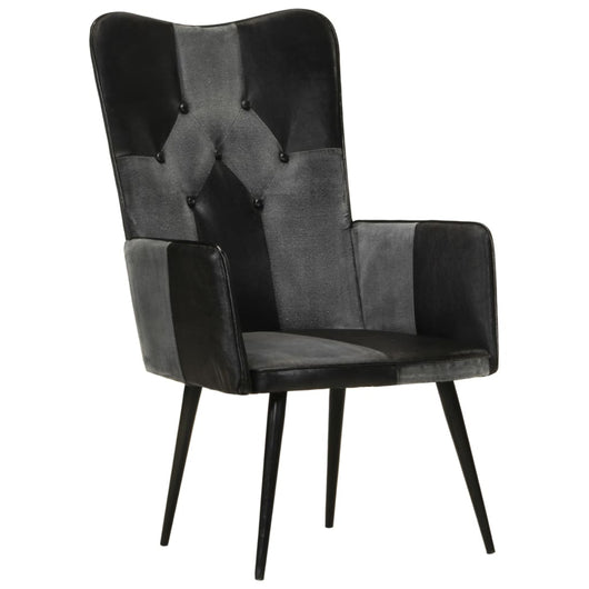 Poltrona Wingback Marrone e Grigia in Vera Pelle 339662