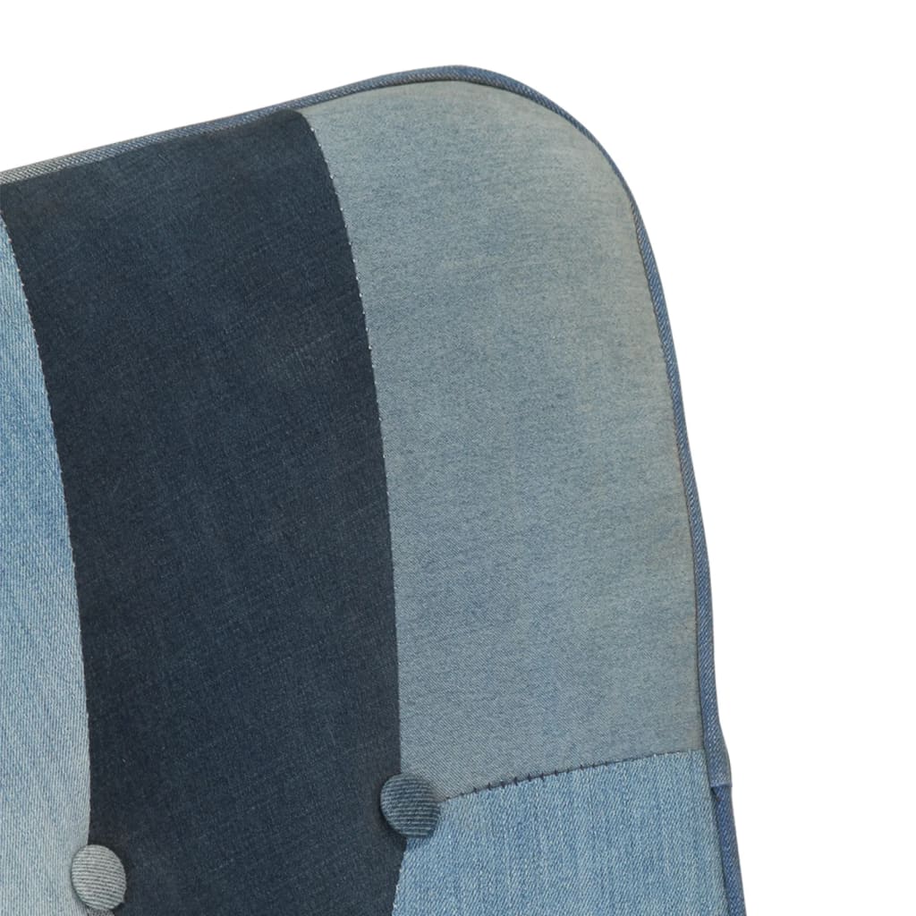 Sedia a Dondolo Blu Denim Patchwork in Tela