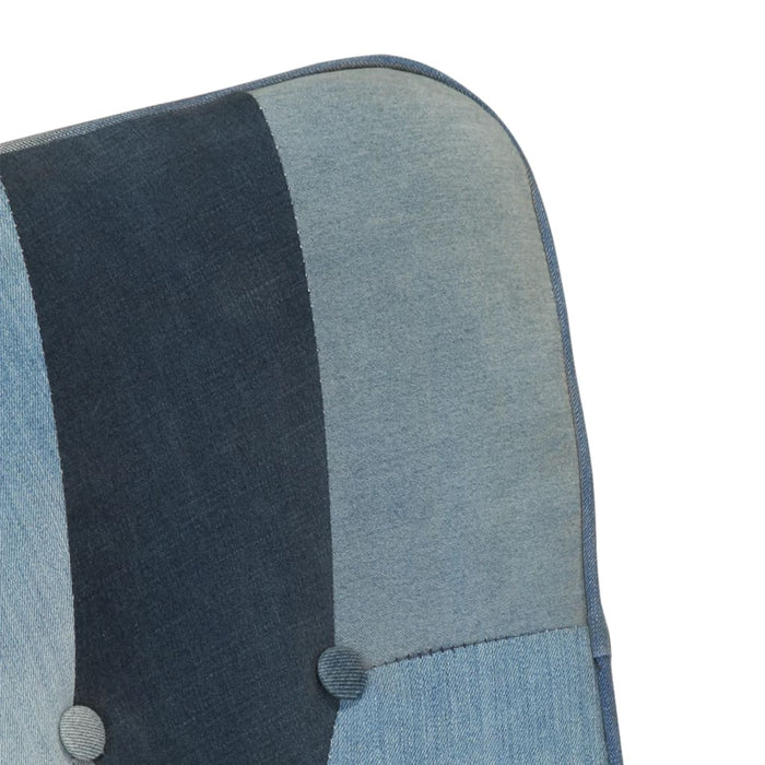 Sedia a Dondolo Blu Denim Patchwork in Tela 339688