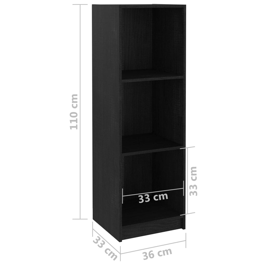 Libreria/Divisorio Nero 36x33x110 cm in Legno Massello di Pino cod mxl 16074