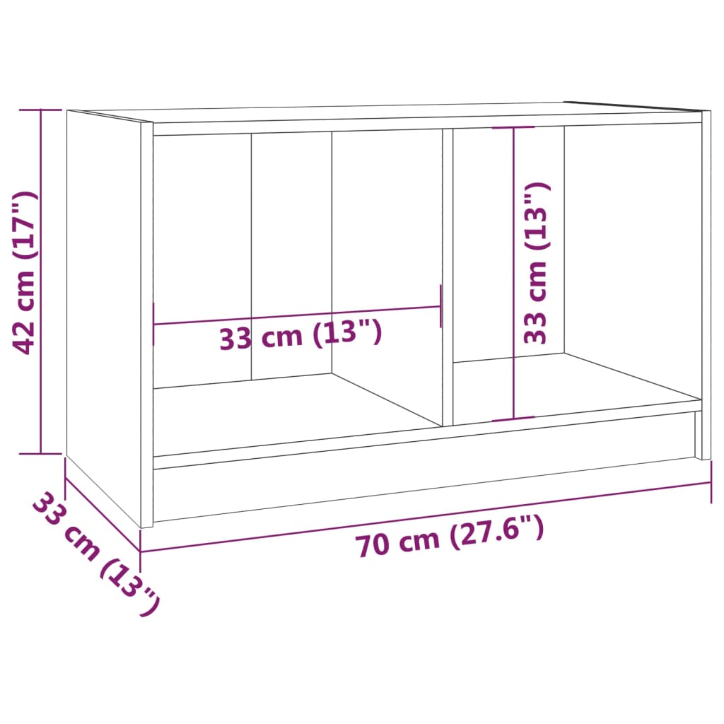 Mobile Porta TV Bianco 70x33x42 cm in Legno Massello di Pino