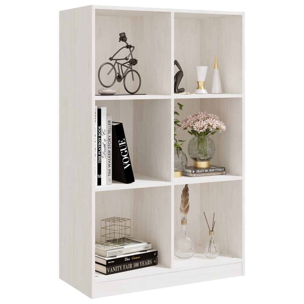 Libreria Bianca 70x33x110 cm in Legno Massello di Pino cod mxl 6830