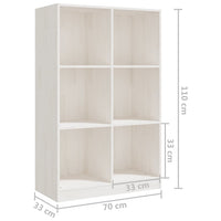 Libreria Bianca 70x33x110 cm in Legno Massello di Pino cod mxl 6830