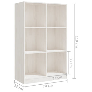 Libreria Bianca 70x33x110 cm in Legno Massello di Pino cod mxl 6830