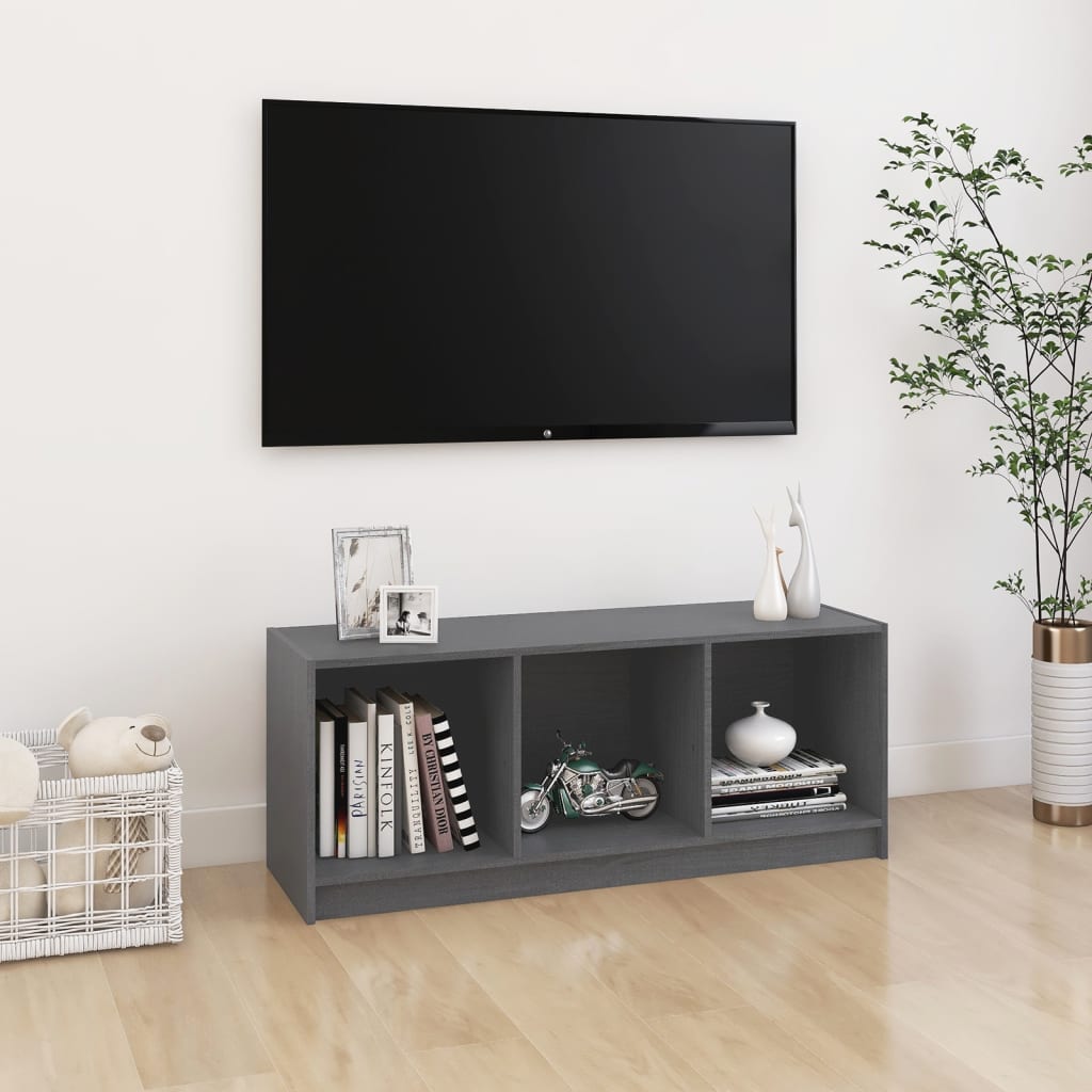 Mobile Porta TV Grigio 104x33x41 cm in Legno Massello di Pino cod 11310