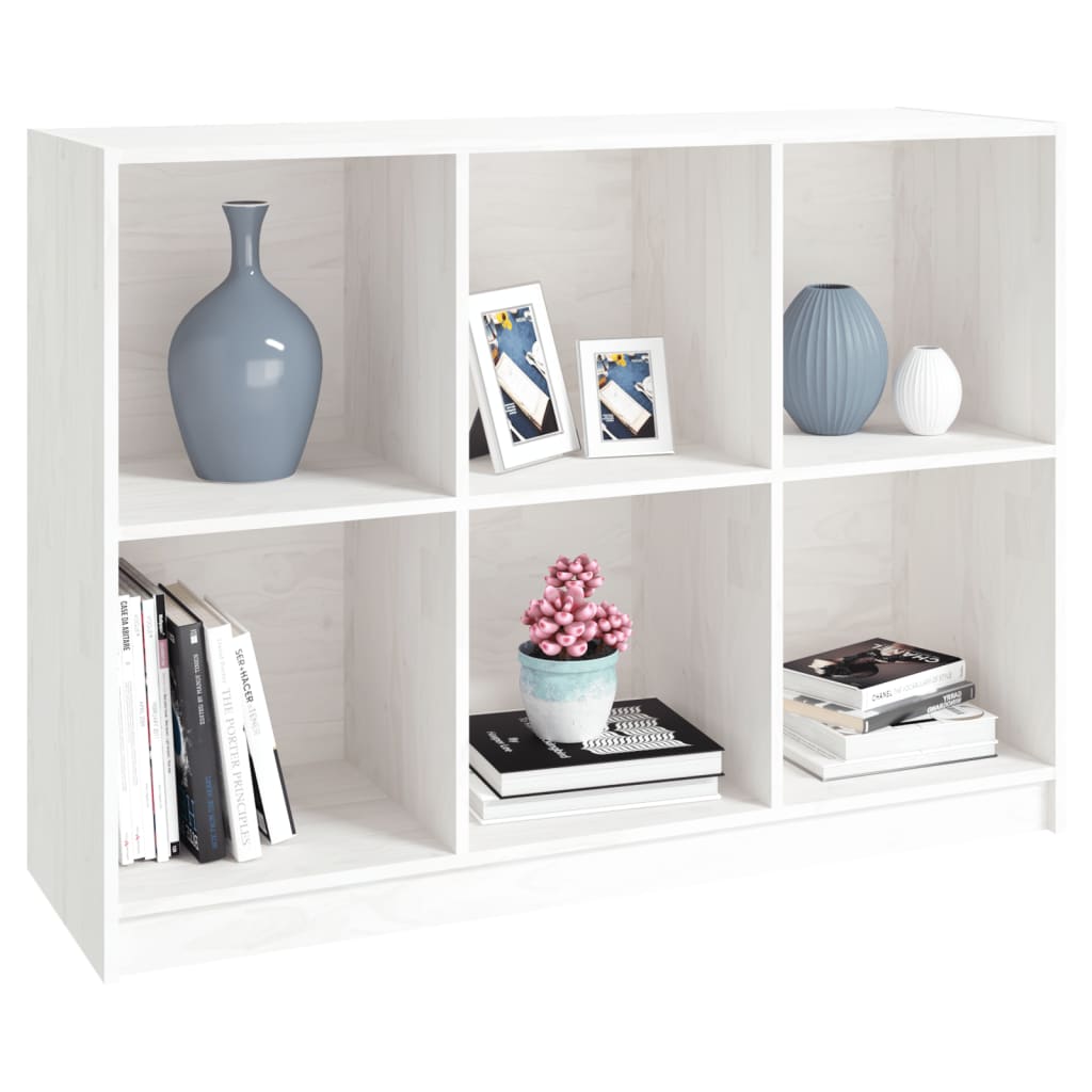 Libreria Bianca 104x33x76 cm in Legno Massello di Pino 809967