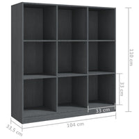 Libreria/Divisorio Grigio 104x33,5x110 cm in Massello di Pino 809974