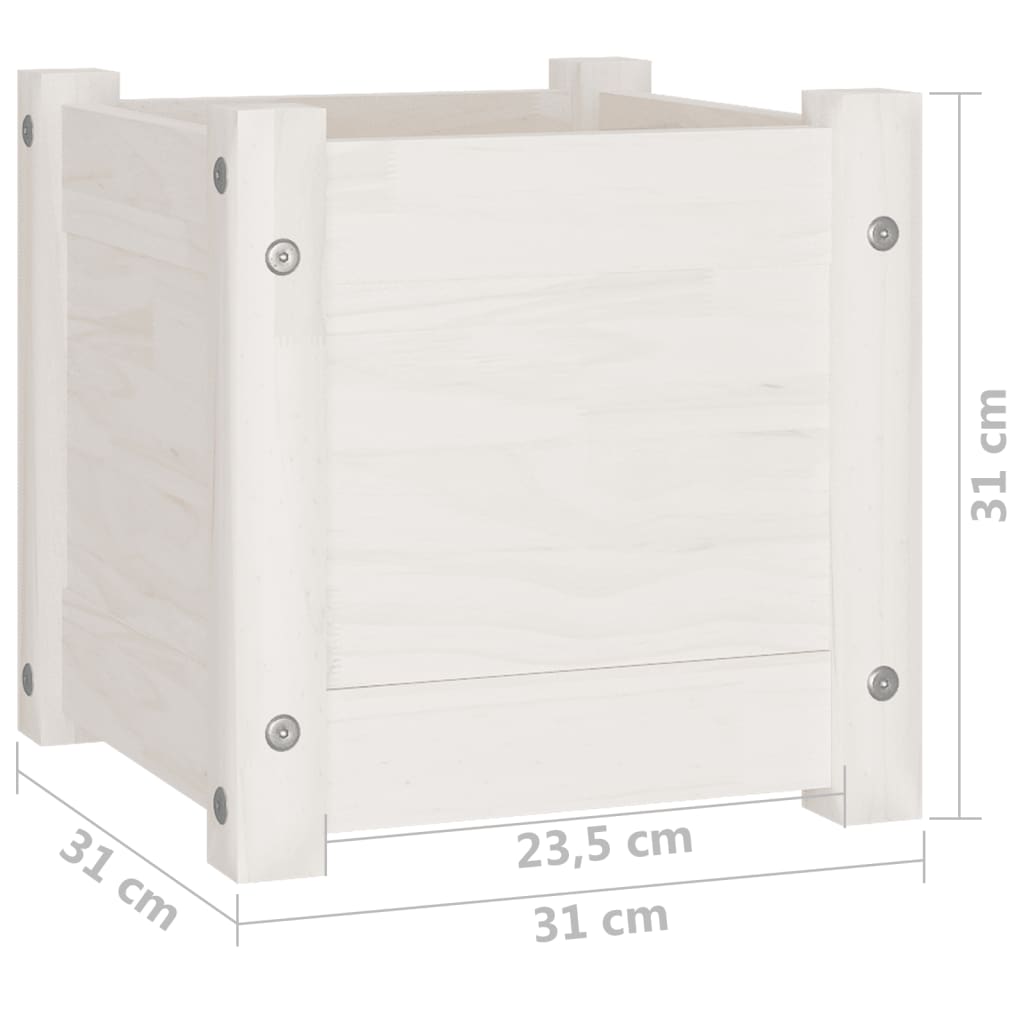 Fioriera da Giardino Bianca 31x31x31 cm Legno Massello di Pino cod mxl 66684