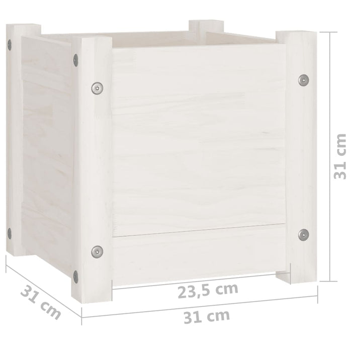 Fioriera da Giardino Bianca 31x31x31 cm Legno Massello di Pino cod mxl 66684