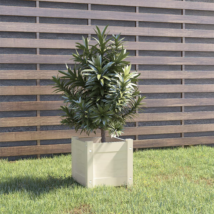 Fioriera da Giardino Bianca 31x31x31 cm Legno Massello di Pino cod mxl 66684