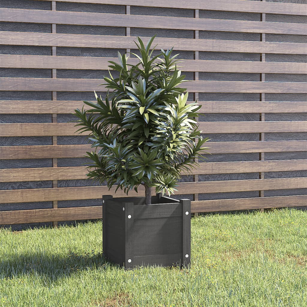 Fioriera da Giardino Grigia 31x31x31 cm Legno Massello di Pino cod mxl 66639