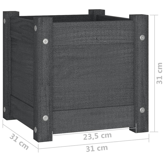 Fioriere da Giardino 2 pz Grigie 31x31x31 cm in Legno di Pino cod mxl 47956