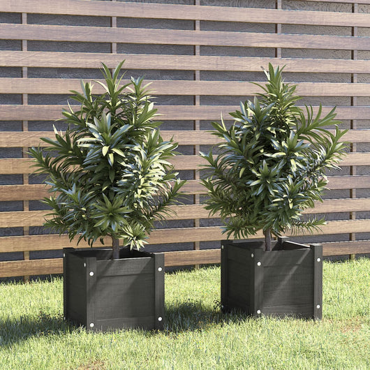 Fioriere da Giardino 2 pz Grigie 31x31x31 cm in Legno di Pino cod mxl 47956