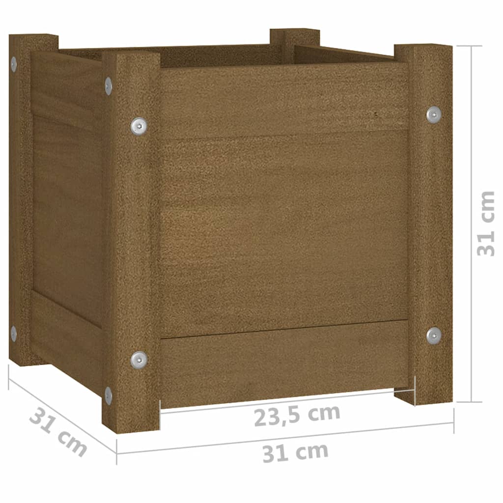 Fioriera da Giardino Miele 31x31x31 cm Legno Massello di Pino cod mxl 67152