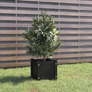 Fioriera da Giardino Nera 31x31x31 cm Legno Massello di Pino cod mxl 66948