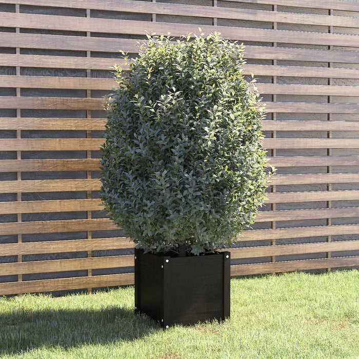 Fioriera da Giardino Nera 40x40x40 cm in Legno Massello di Pino cod mxl 67359