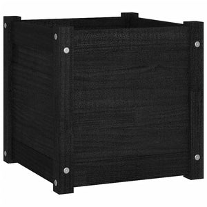 Fioriere da Giardino 2pz Nere 40x40x40cm Legno Massello di Pino 810543