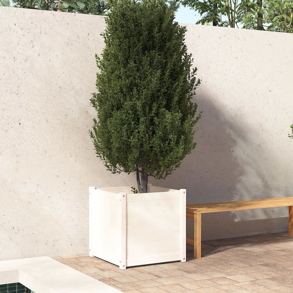 Fioriera da Giardino Bianca 60x60x60 cm Legno Massello di Pino 810560