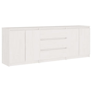 Credenza Bianca 180x36x65 cm in Legno Massello di Pino 3094294